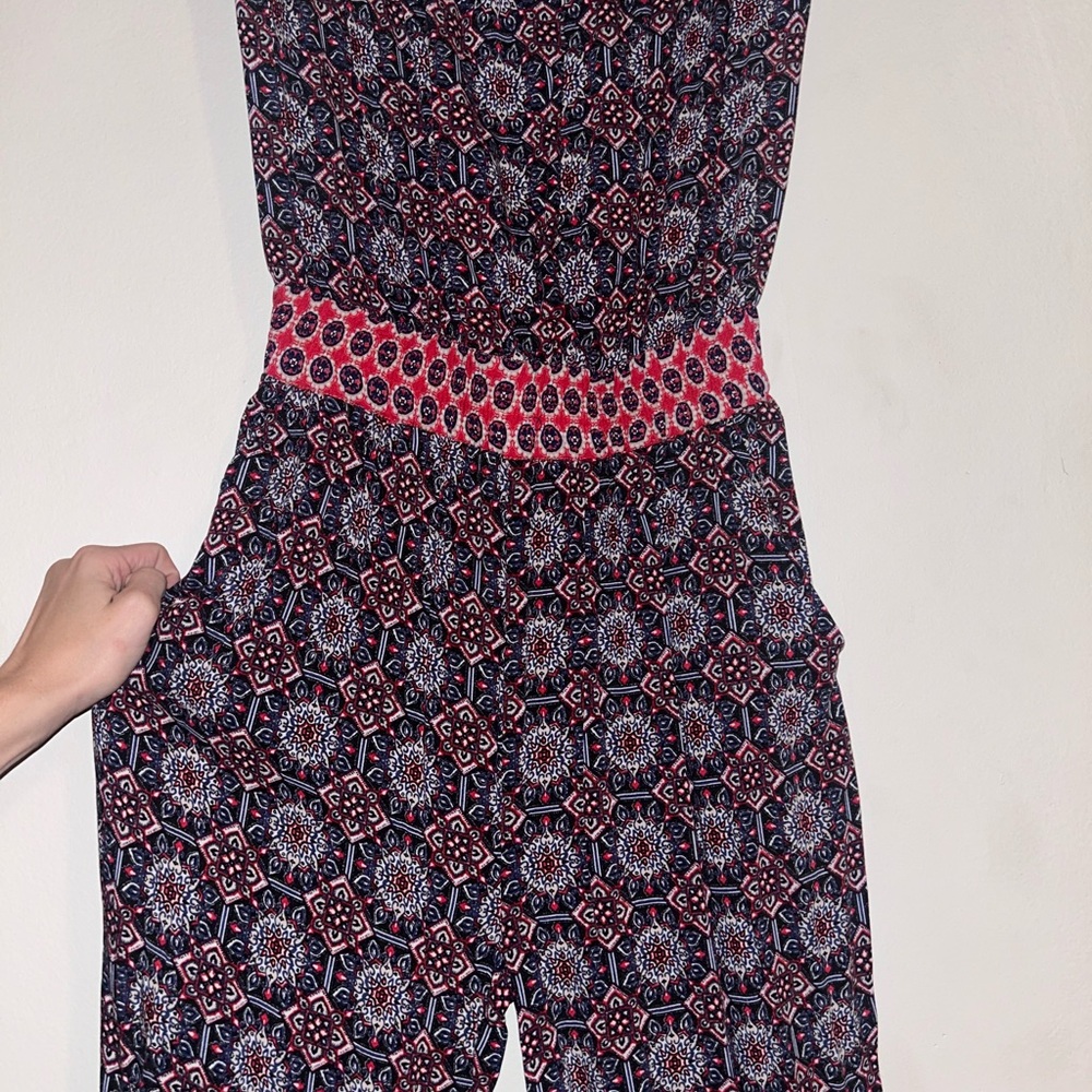 Max Jeans Women's Geometric Jumpsuit - Black and Red